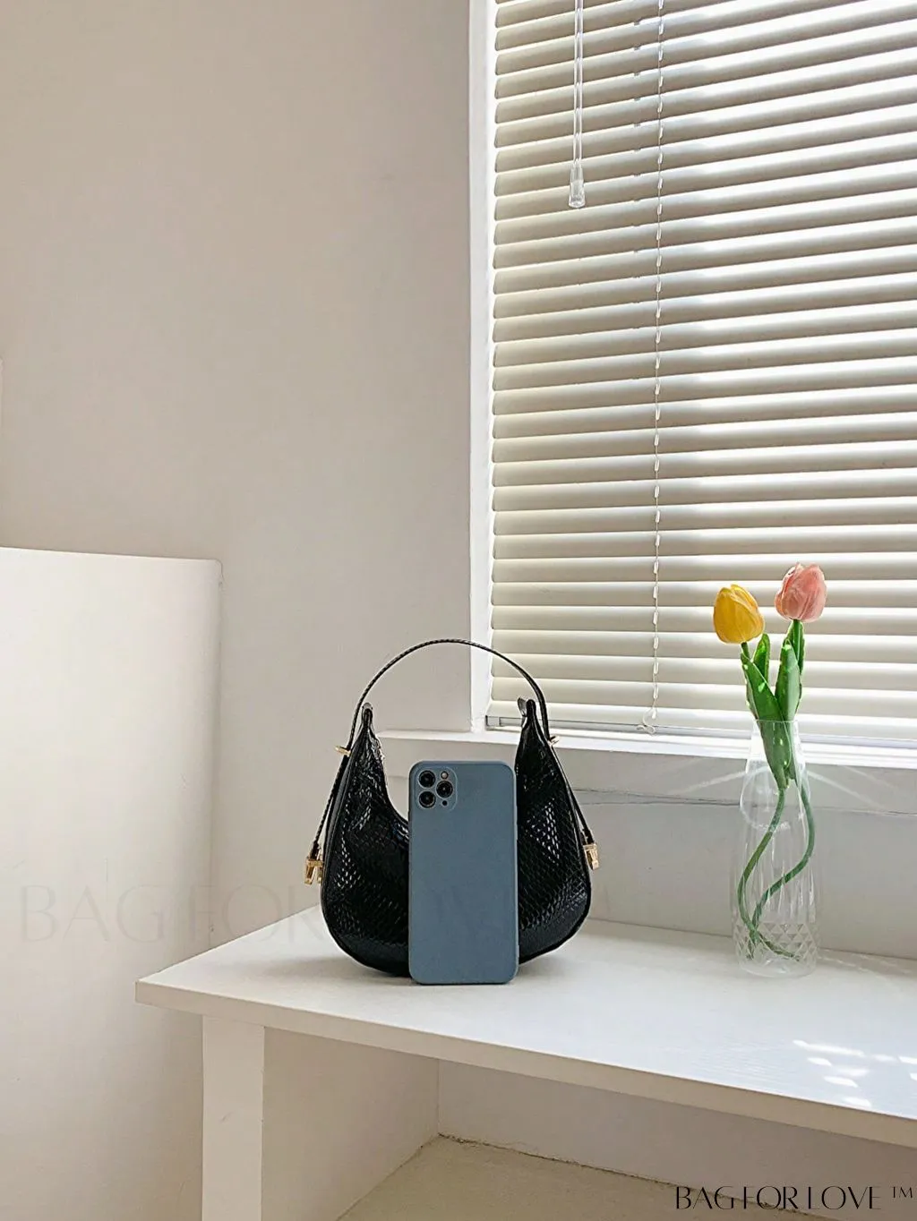 BagForLove - Stylish Metallic Snakeskin Embossed Mini Hobo Bag