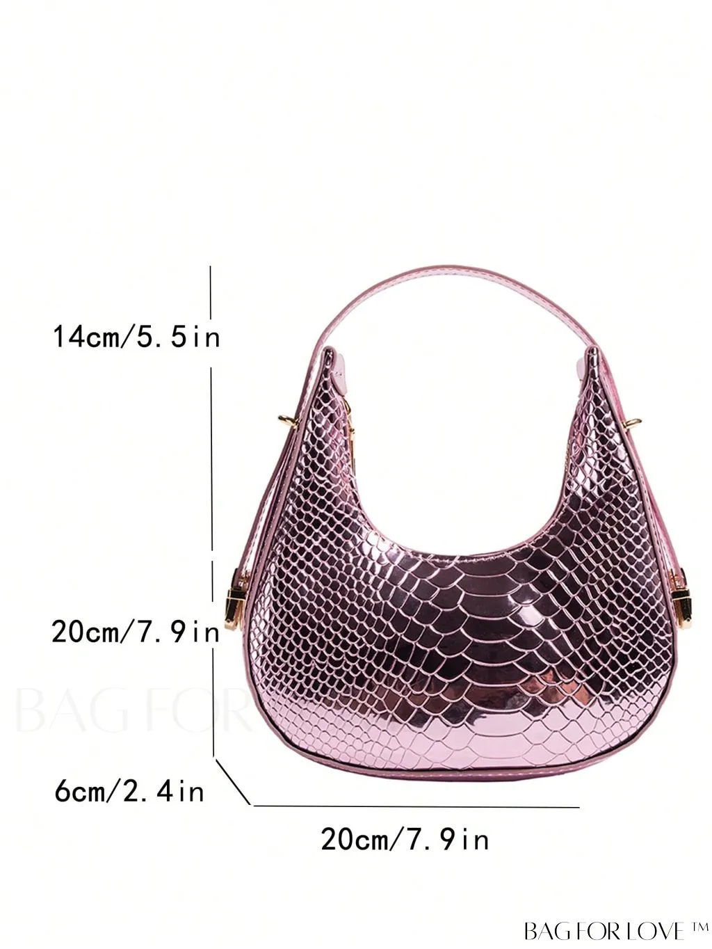 BagForLove - Stylish Metallic Snakeskin Embossed Mini Hobo Bag