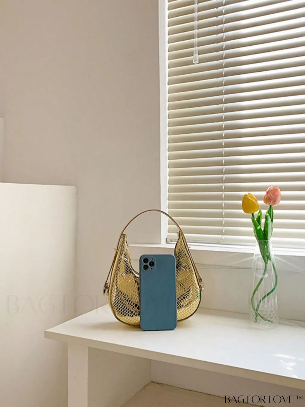 BagForLove - Stylish Metallic Snakeskin Embossed Mini Hobo Bag