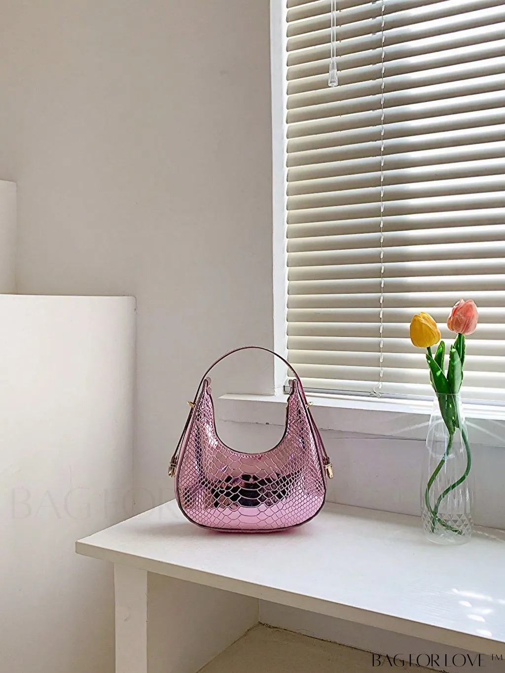 BagForLove - Stylish Metallic Snakeskin Embossed Mini Hobo Bag