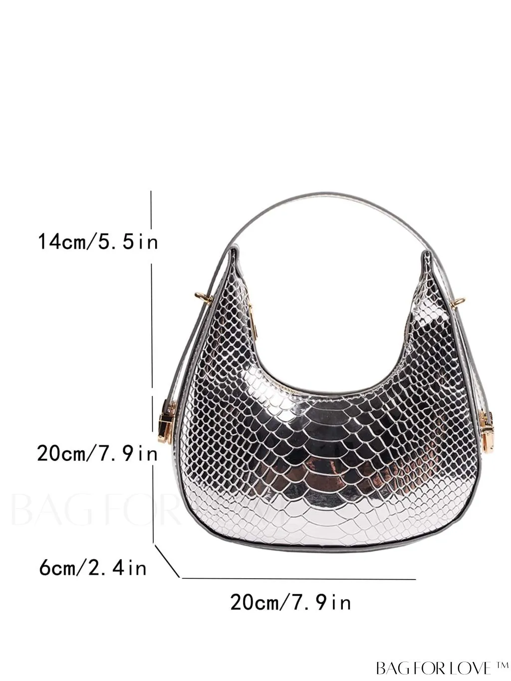 BagForLove - Stylish Metallic Snakeskin Embossed Mini Hobo Bag