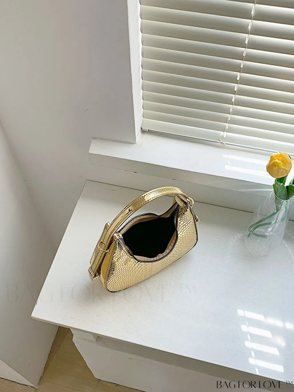 BagForLove - Stylish Metallic Snakeskin Embossed Mini Hobo Bag