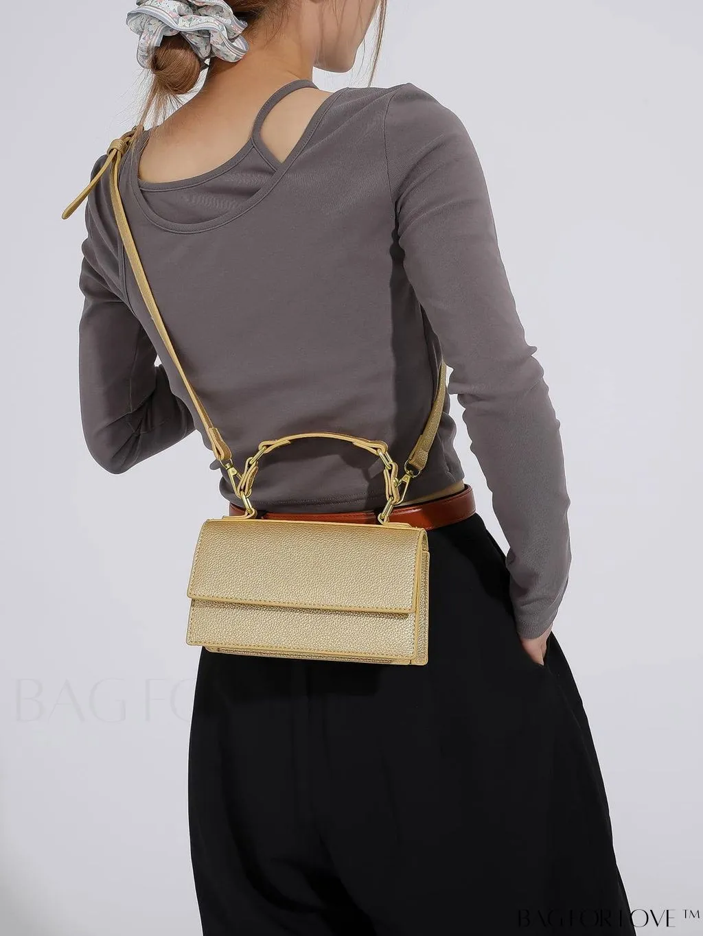 BagForLove - Stylish Pink Litchi Embossed Mini Square Bag with Adjustable Strap