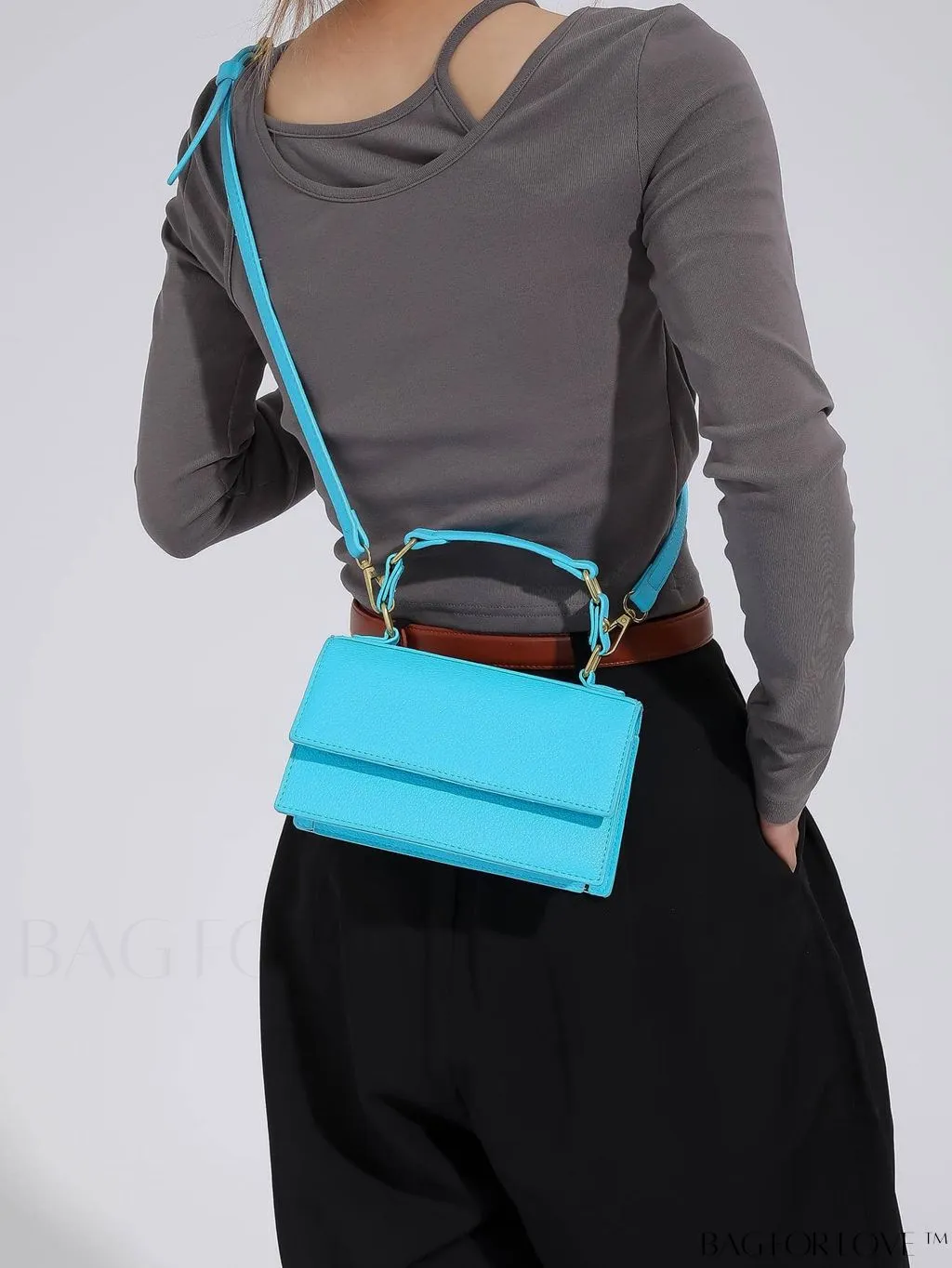 BagForLove - Stylish Pink Litchi Embossed Mini Square Bag with Adjustable Strap