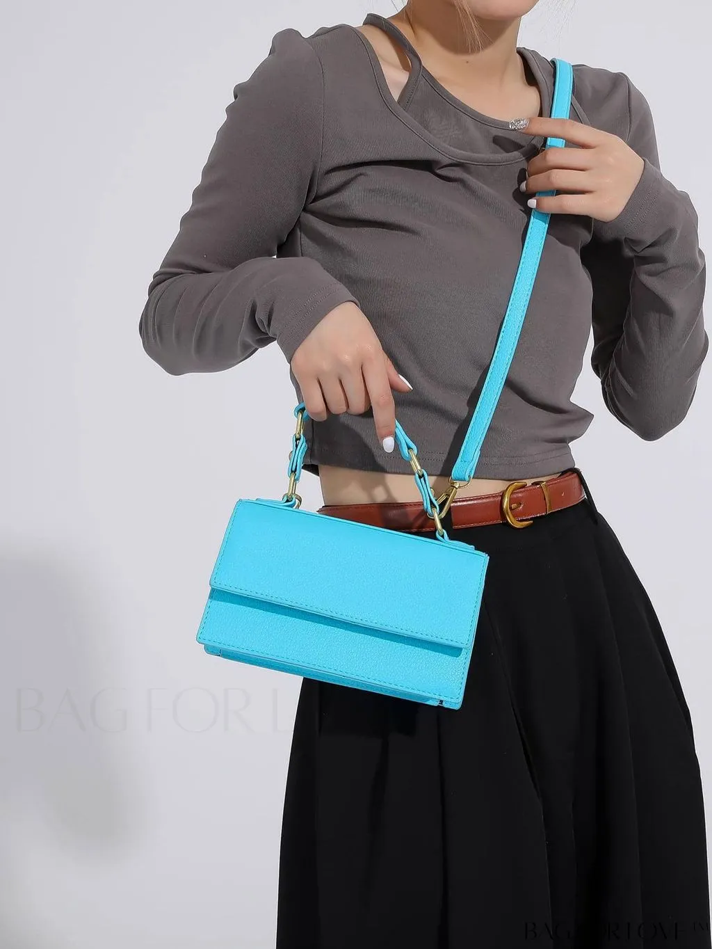 BagForLove - Stylish Pink Litchi Embossed Mini Square Bag with Adjustable Strap