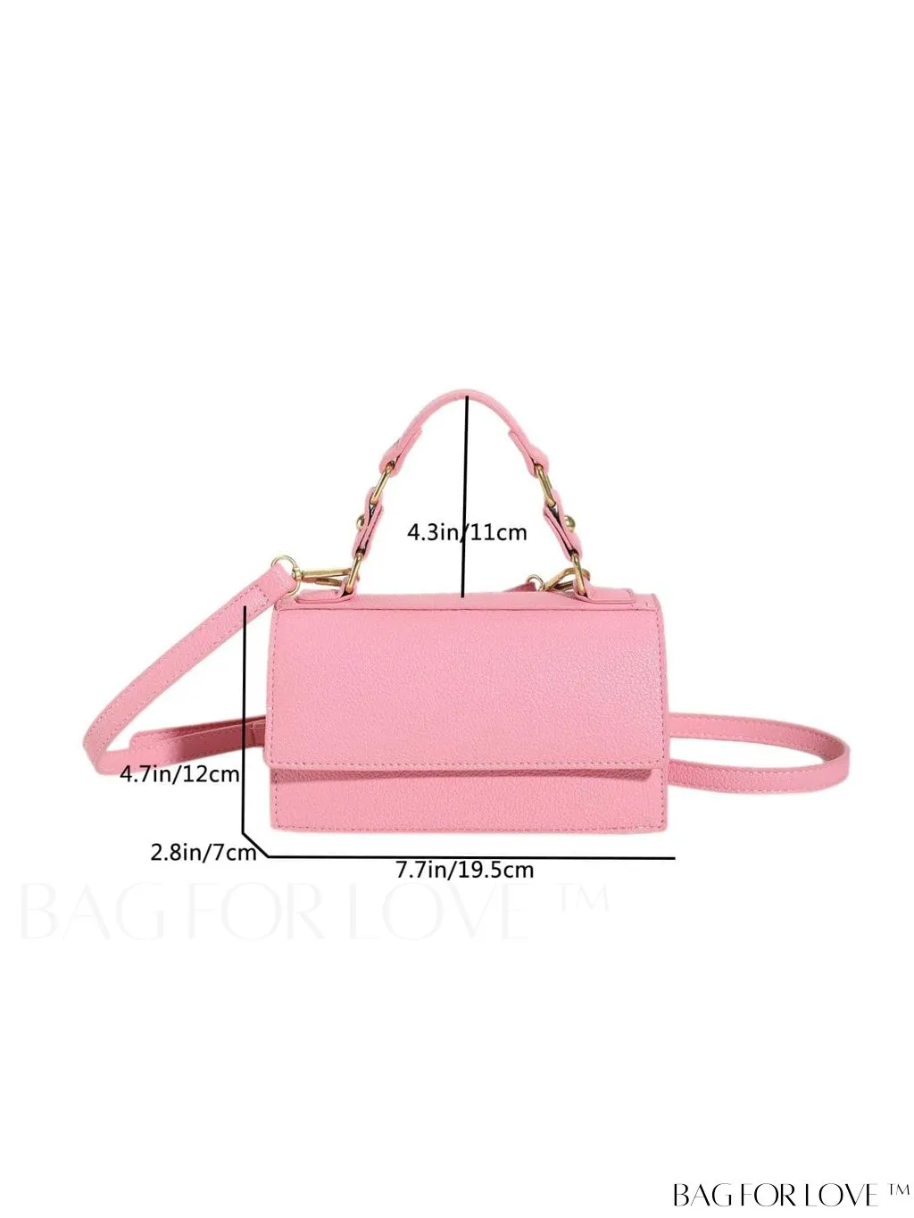BagForLove - Stylish Pink Litchi Embossed Mini Square Bag with Adjustable Strap