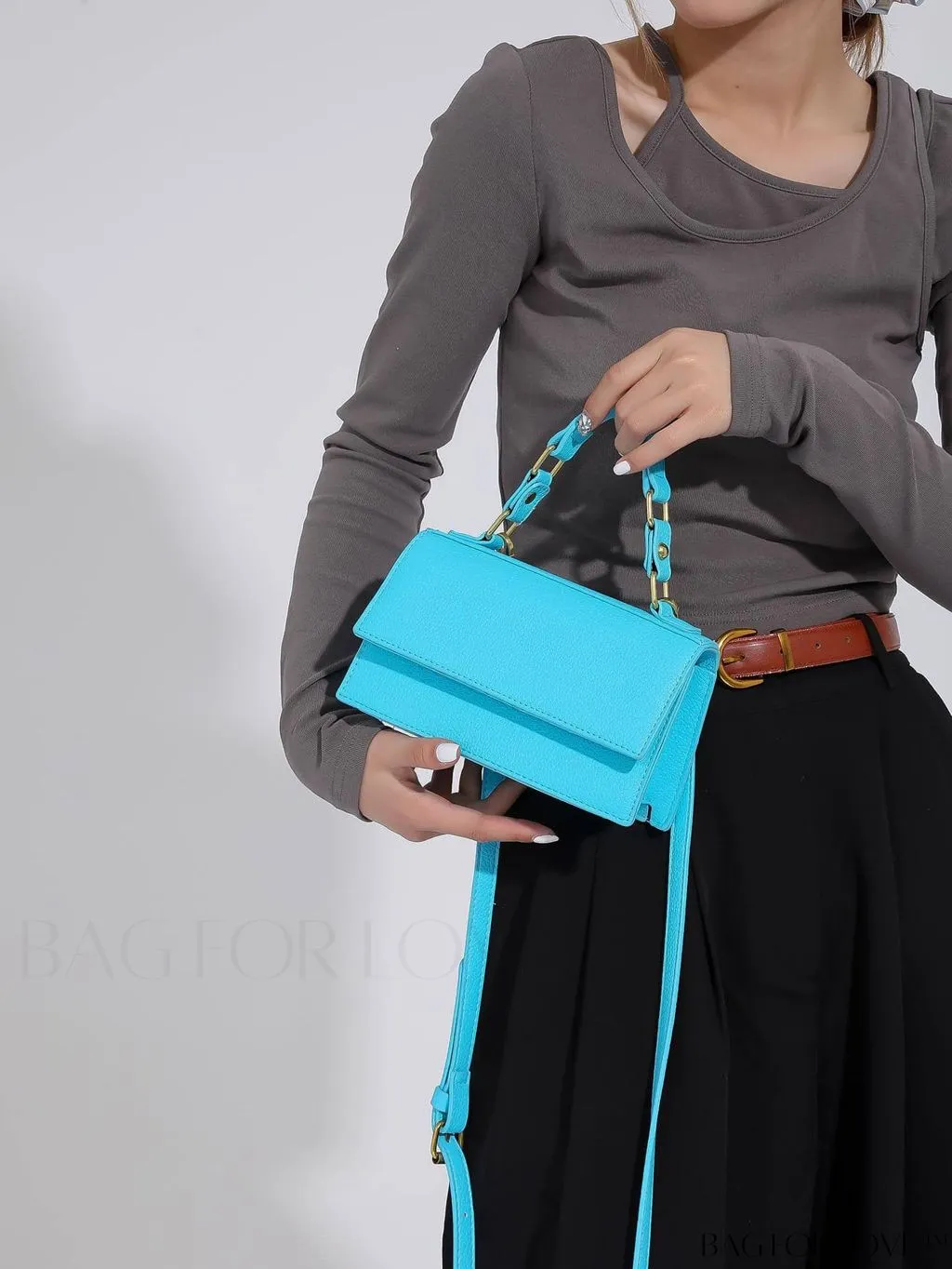 BagForLove - Stylish Pink Litchi Embossed Mini Square Bag with Adjustable Strap