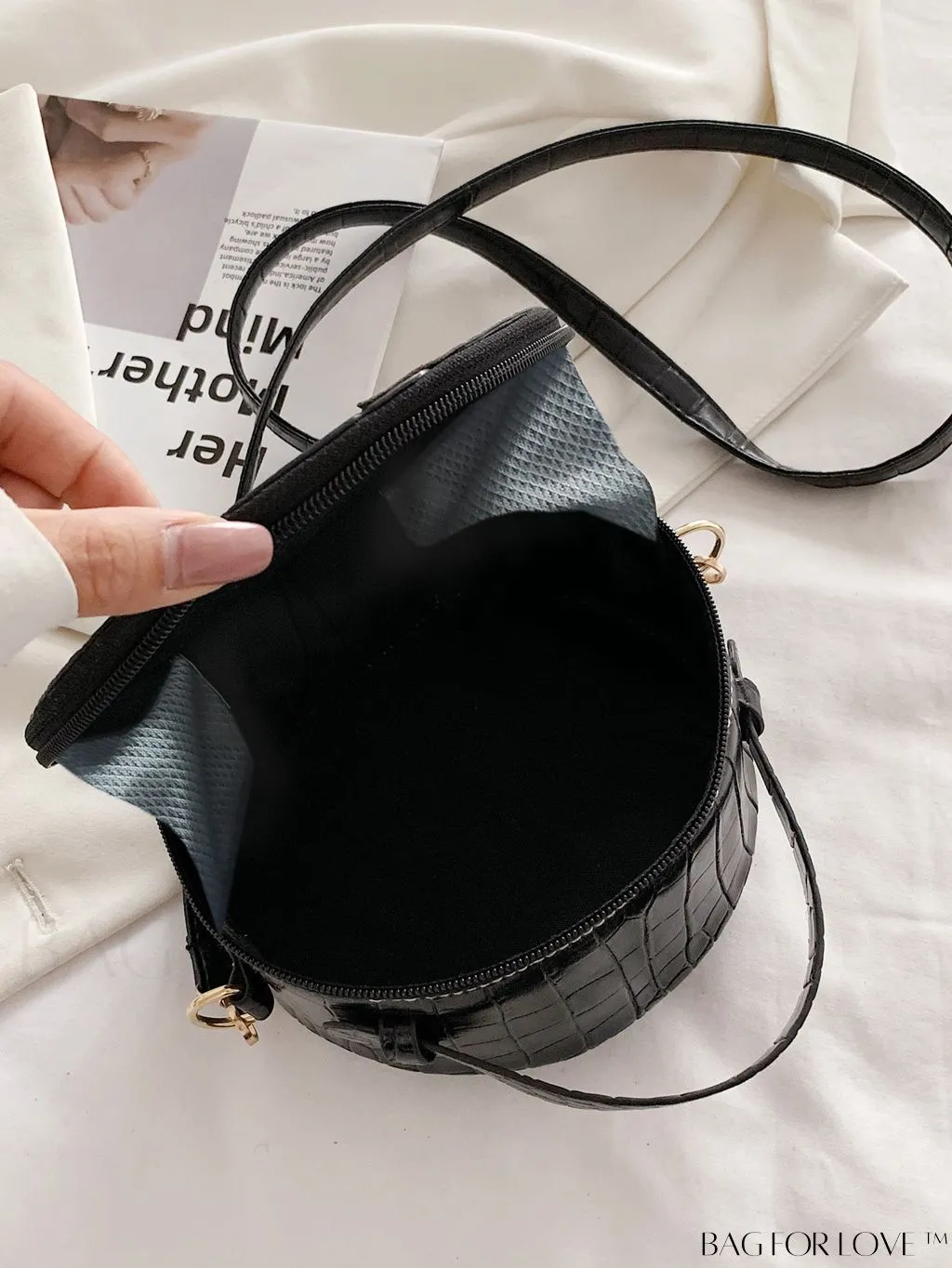 BagForLove - Yin & Yang Mini Croc Embossed Satchel: Stylish and Compact