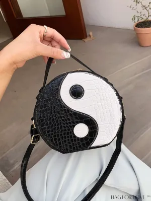 BagForLove - Yin & Yang Mini Croc Embossed Satchel: Stylish and Compact
