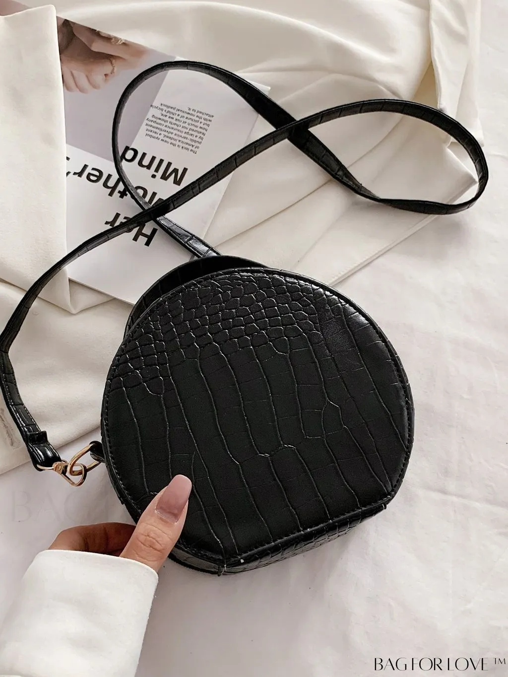 BagForLove - Yin & Yang Mini Croc Embossed Satchel: Stylish and Compact