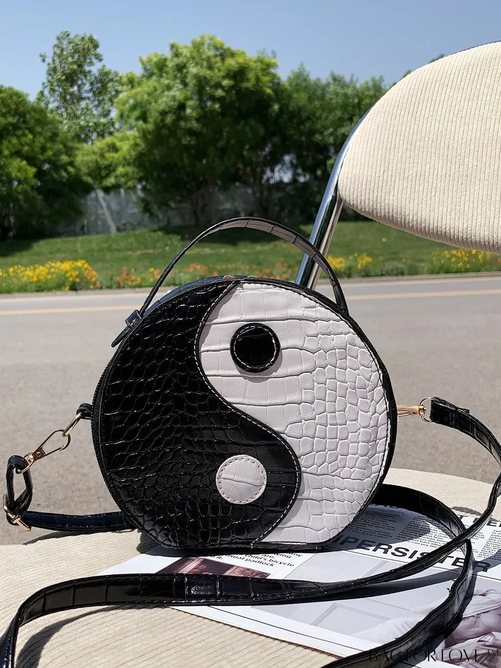 BagForLove - Yin & Yang Mini Croc Embossed Satchel: Stylish and Compact