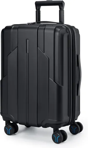 BAGSMART Carry On Luggage 22x14x9 Airline Approved, 1OO% PC Hardside Expandable Luggage with TSA Lock, 20 Inch Travel Suitcase with Spinner Wheels, Black