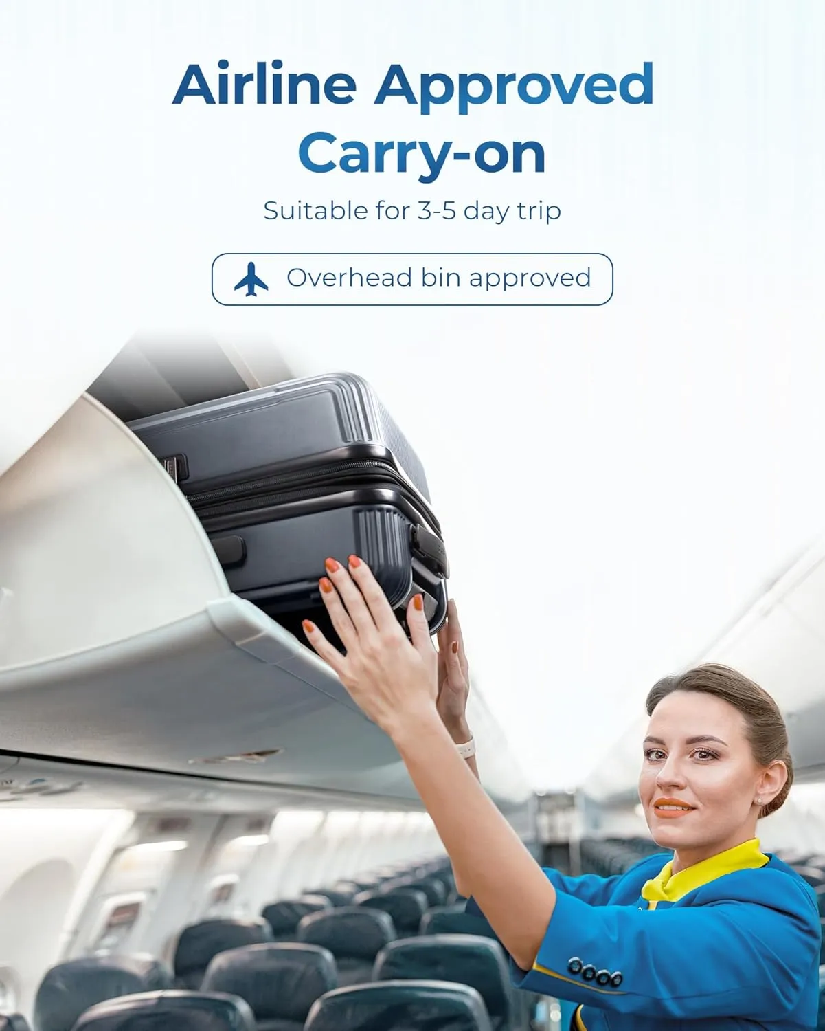 BAGSMART Carry On Luggage 22x14x9 Airline Approved with Spinner Wheels,100% PC Hardside Expandable Luggage with TSA Lock for Trips, 20 Inch Rolling Suitcases for Men Women,Gray