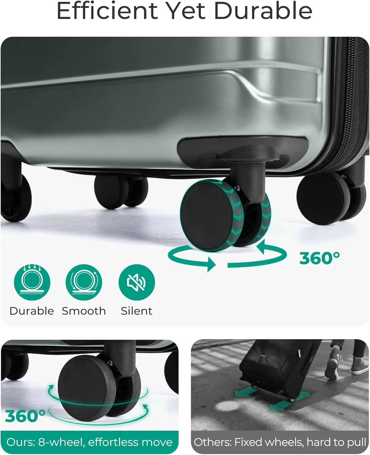 BAGSMART Carry On Luggage 22x14x9 Airline Approved with TSA Lock,20 Inch Lightweight Luggage with Spinner Wheels,100% PC Hard Shell Carry On Suitcases for Men Women,Olive