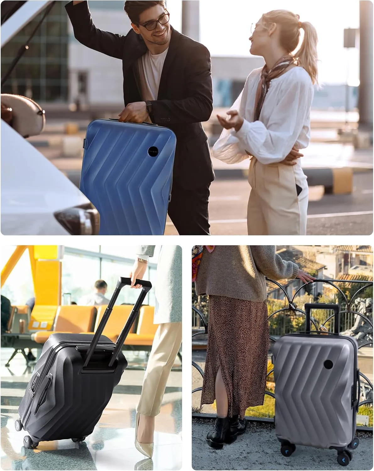 BAGSMART Carry On Luggage 22x14x9 Airline Approved,PC Hardside Suitcase,20 Inch Travel Luggage with Spinner Wheels, Lightweight Suitcases for Men Women, Grey