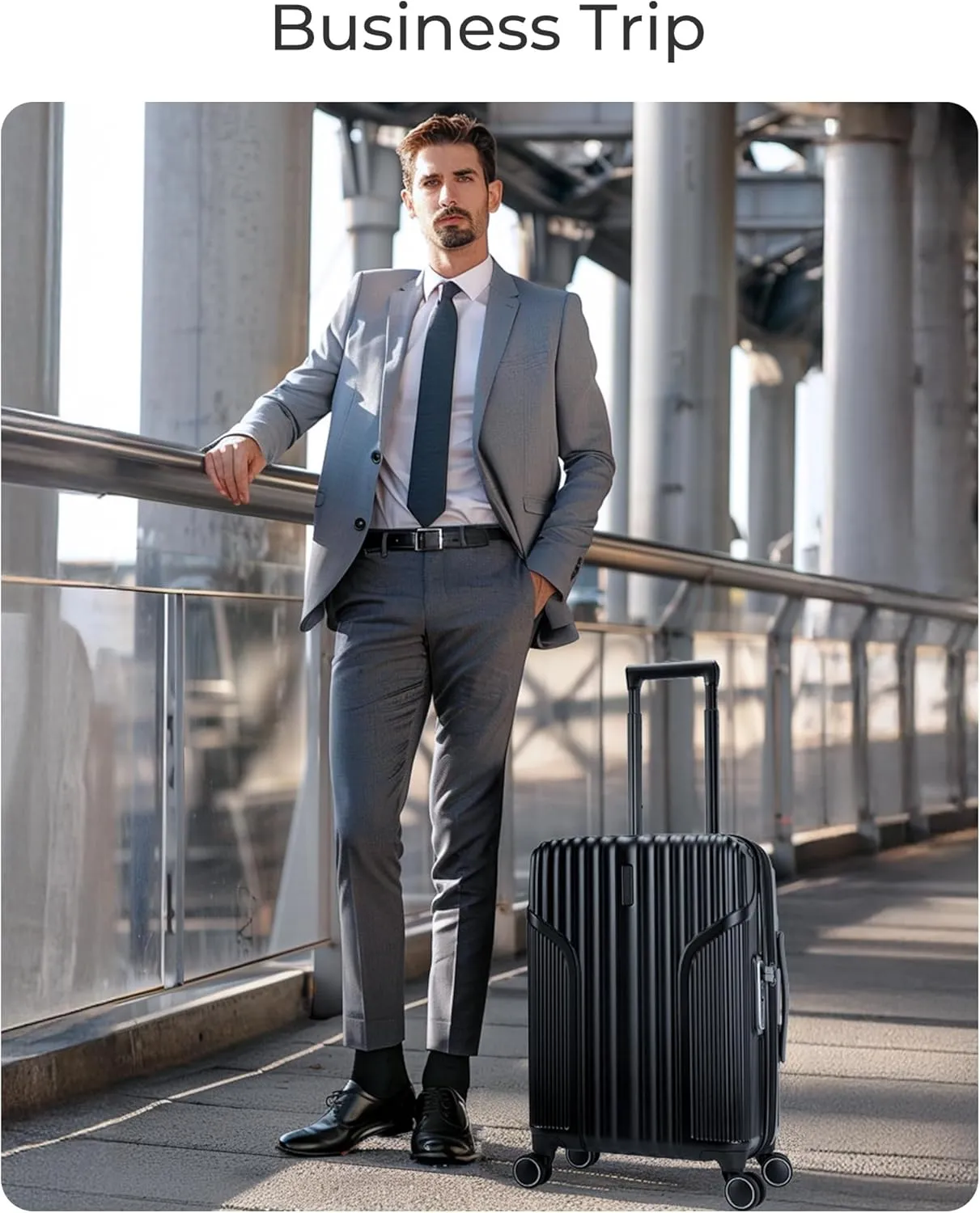 BAGSMART Expandable Carry On Luggage 22x14x9 Airline Approved, Carry-On Suitcase with Spinner Wheels, Hardside Polycarbonate Rolling Travel Luggage with TSA Lock 20-Inch, Black