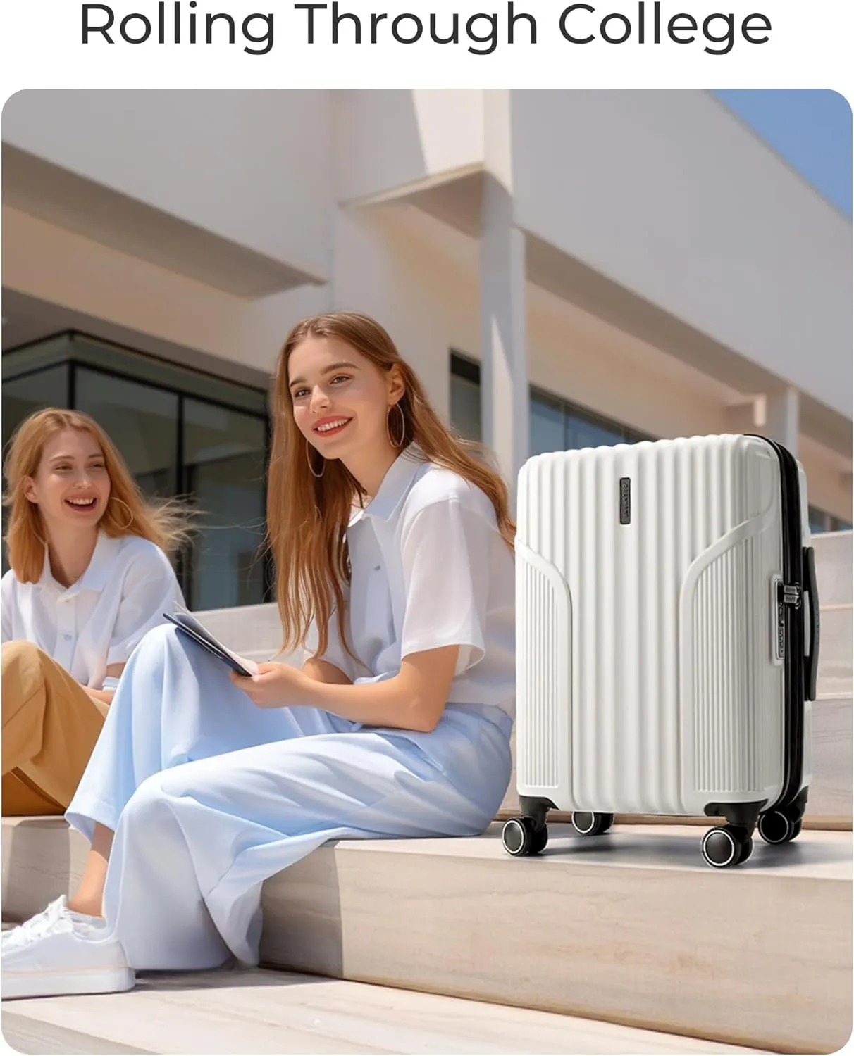 BAGSMART Expandable Carry On Luggage 22x14x9 Airline Approved, Carry-On Suitcase with Spinner Wheels, Hardside Polycarbonate Rolling Travel Luggage with TSA Lock 20-Inch, Blue