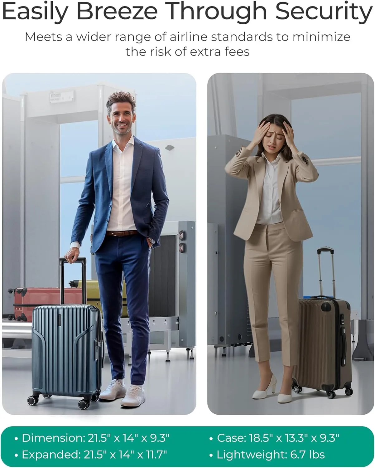BAGSMART Expandable Carry On Luggage 22x14x9 Airline Approved, Carry-On Suitcase with Spinner Wheels, Hardside Polycarbonate Rolling Travel Luggage with TSA Lock 20-Inch, Blue