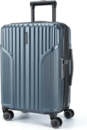 BAGSMART Expandable Carry On Luggage 22x14x9 Airline Approved, Carry-On Suitcase with Spinner Wheels, Hardside Polycarbonate Rolling Travel Luggage with TSA Lock 20-Inch, Blue