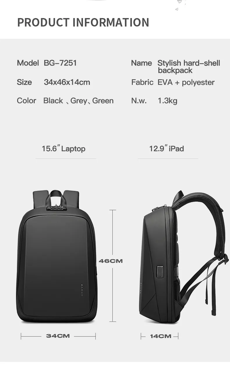 Bange Infinitez Laptop Backpack Trendy Simple Technology Fashion Travel Business Laptop Backpack (15.6)