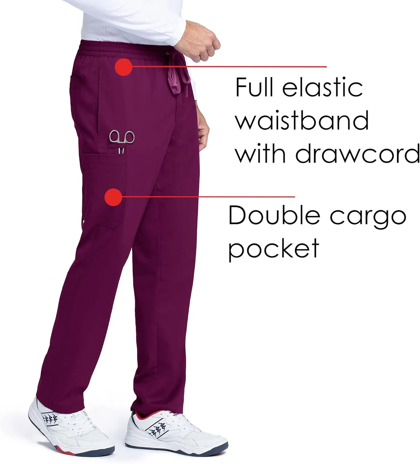 BARCO Grey's Anatomy Scrubs - Evan Scrub Pant for Men, Elastic Waist With Zip Fly, Straight Leg Men's Scrub Pant