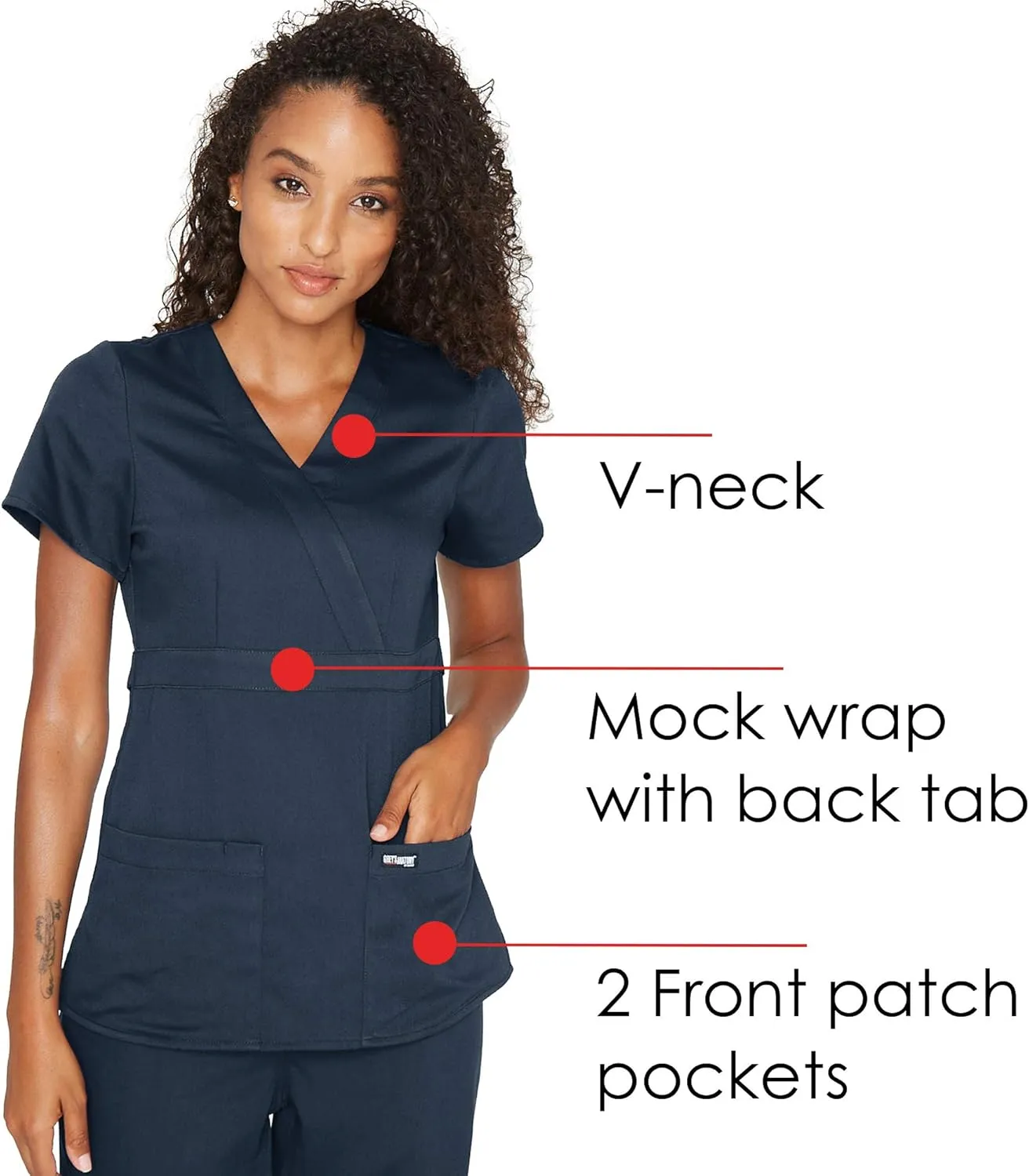 BARCO Grey's Anatomy Scrubs - Riley Scrub Top for Women, V-Neck Super-Soft Women's Scrub Top