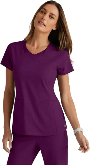 BARCO Grey's Anatomy Spandex Stretch Direct - Bolt Scrub Top for Women, V-Neck Women's Scrub Top