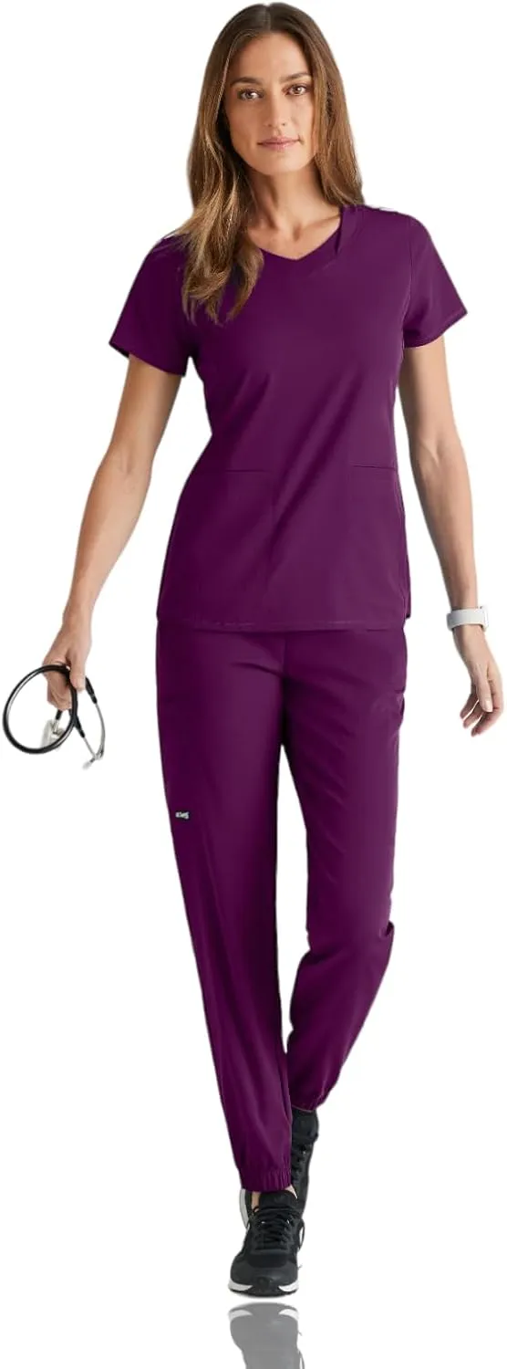 BARCO Grey's Anatomy Spandex Stretch Direct - Bolt Scrub Top for Women, V-Neck Women's Scrub Top