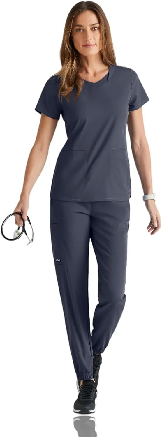 BARCO Grey's Anatomy Spandex Stretch Direct - Bolt Scrub Top for Women, V-Neck Women's Scrub Top