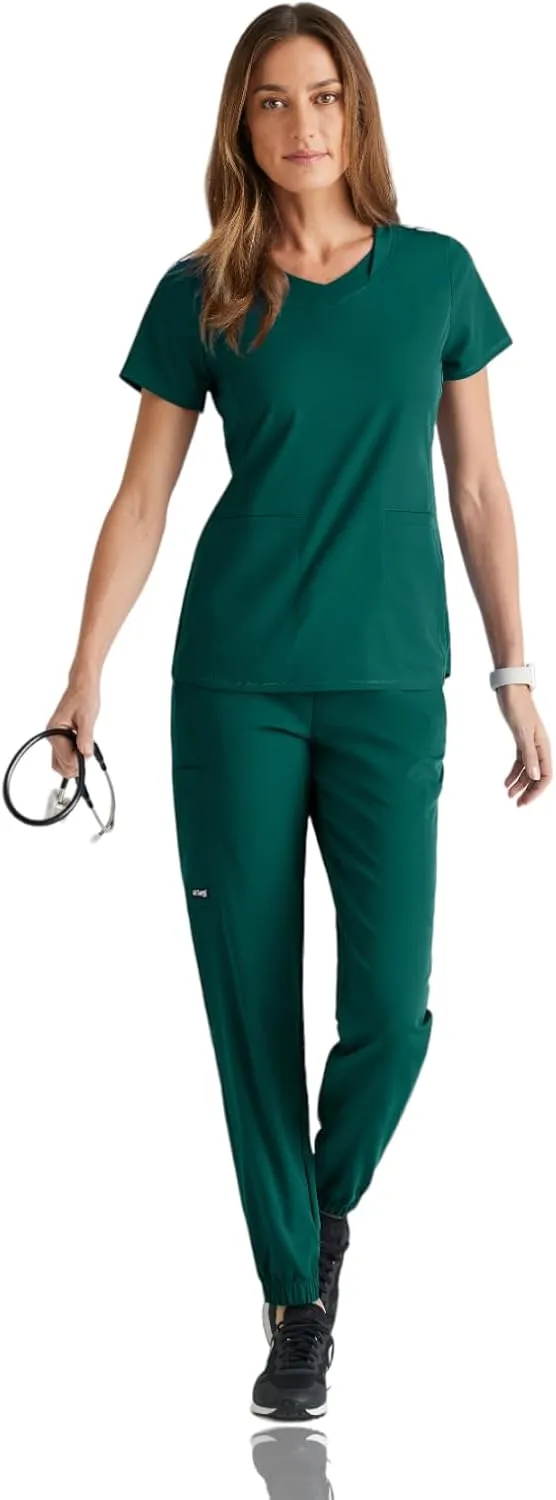 BARCO Grey's Anatomy Spandex Stretch Direct - Bolt Scrub Top for Women, V-Neck Women's Scrub Top