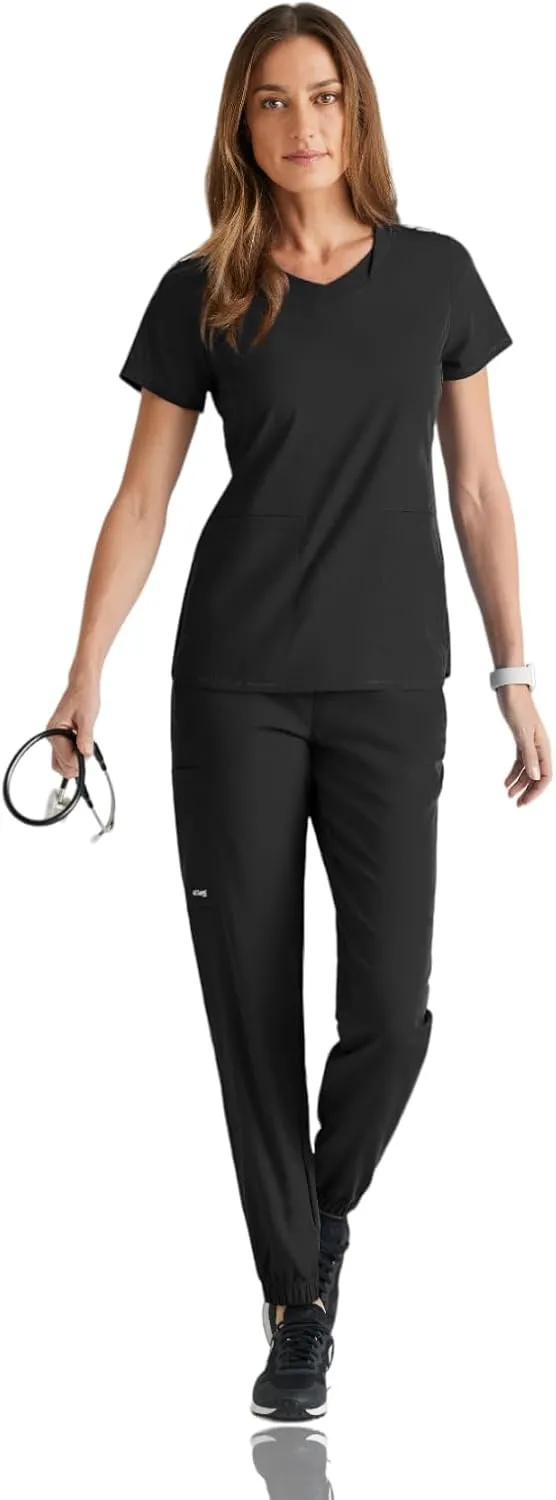 BARCO Grey's Anatomy Spandex Stretch Direct - Bolt Scrub Top for Women, V-Neck Women's Scrub Top