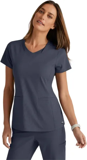 BARCO Grey's Anatomy Spandex Stretch Direct - Bolt Scrub Top for Women, V-Neck Women's Scrub Top