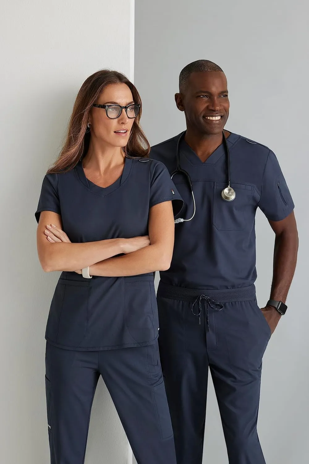 BARCO Grey's Anatomy Spandex Stretch Direct - Bolt Scrub Top for Women, V-Neck Women's Scrub Top