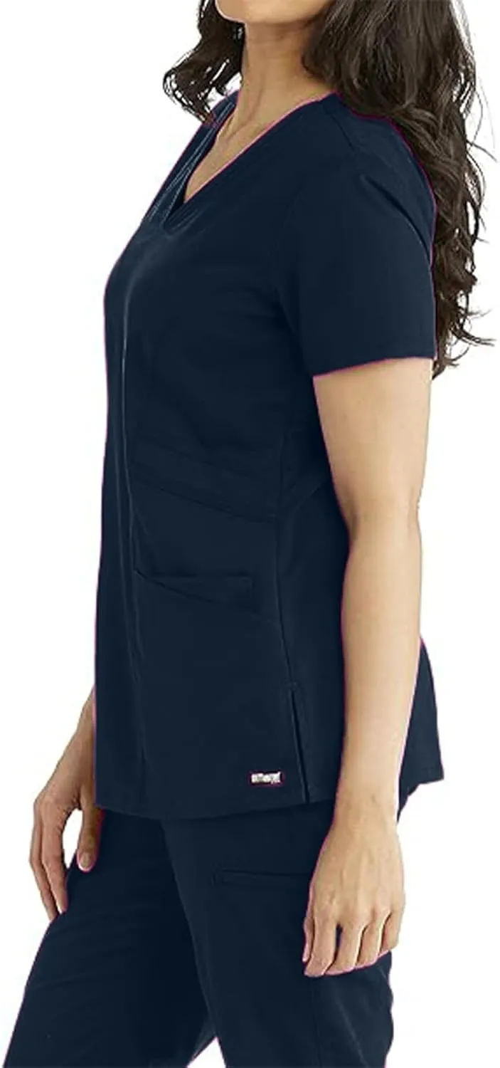 BARCO Grey's Anatomy Women's Mia Top, V-Neck Medical Scrub Top w/ 3 Pockets & Princess Seaming