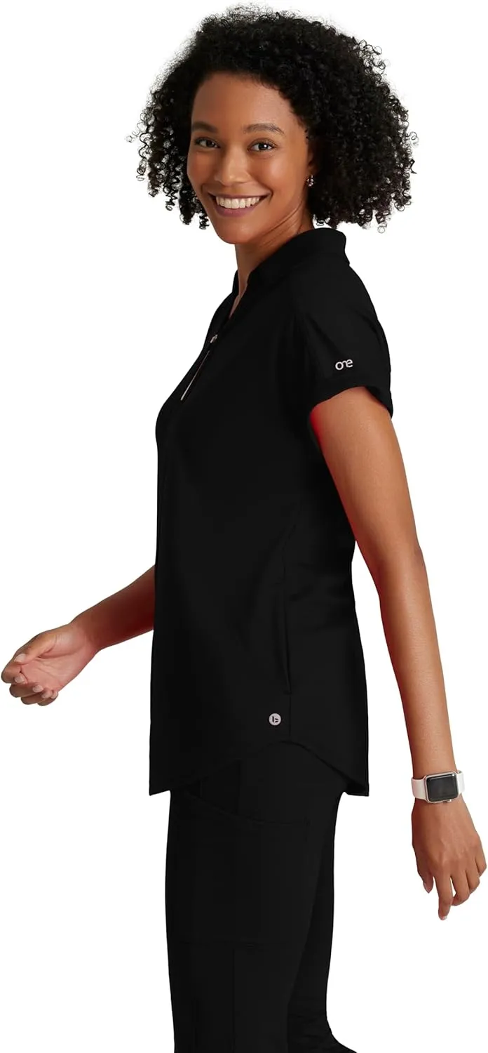 BARCO One Performance Knit Engage Top for Women - Zip Neck Collar and Cuffed Dolman Sleeves Women's Scrub Top
