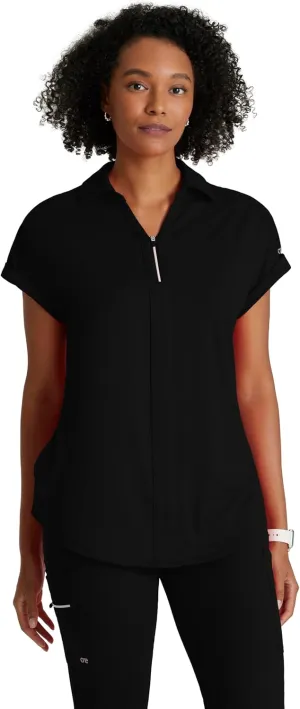 BARCO One Performance Knit Engage Top for Women - Zip Neck Collar and Cuffed Dolman Sleeves Women's Scrub Top