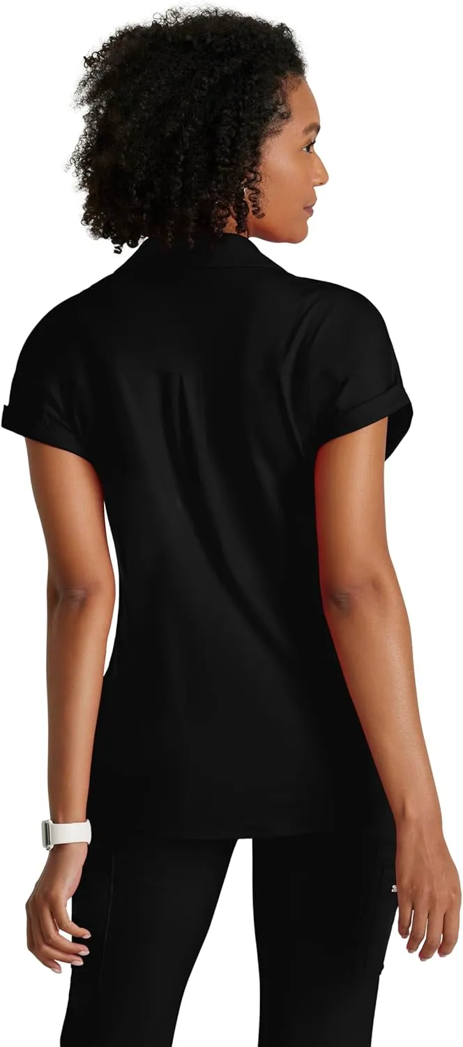 BARCO One Performance Knit Engage Top for Women - Zip Neck Collar and Cuffed Dolman Sleeves Women's Scrub Top
