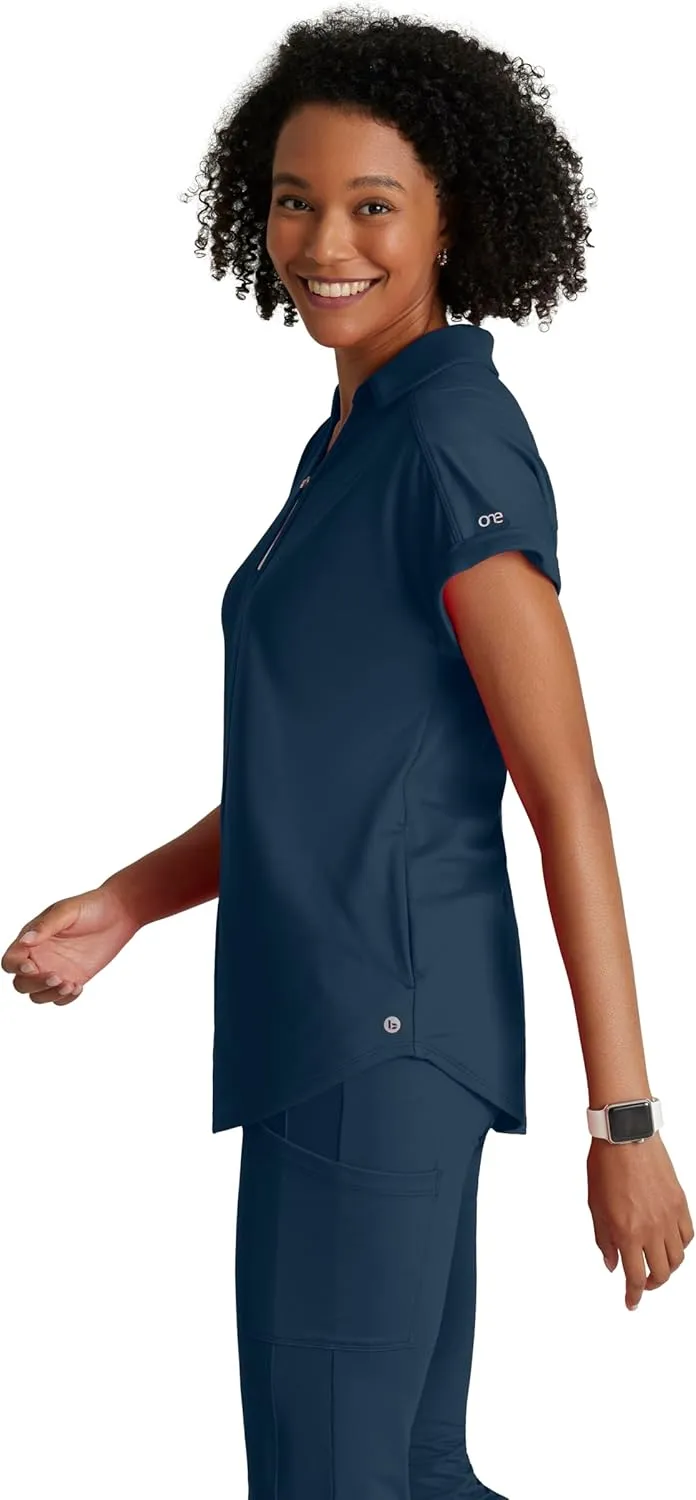 BARCO One Performance Knit Engage Top for Women - Zip Neck Collar and Cuffed Dolman Sleeves Women's Scrub Top