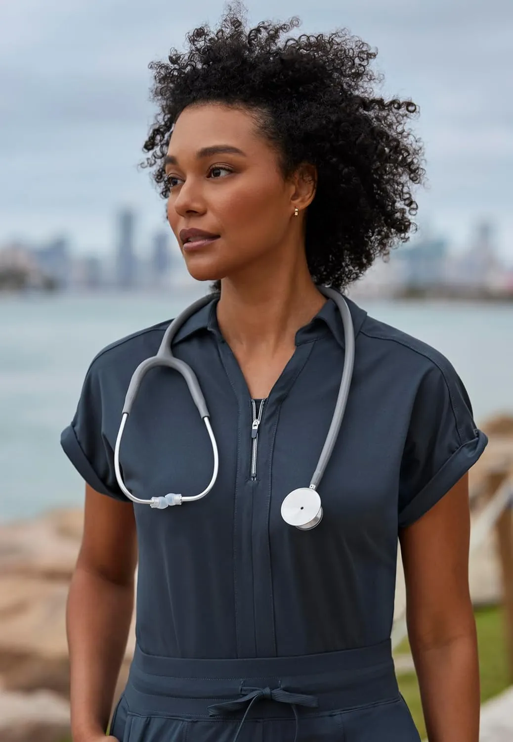BARCO One Performance Knit Engage Top for Women - Zip Neck Collar and Cuffed Dolman Sleeves Women's Scrub Top