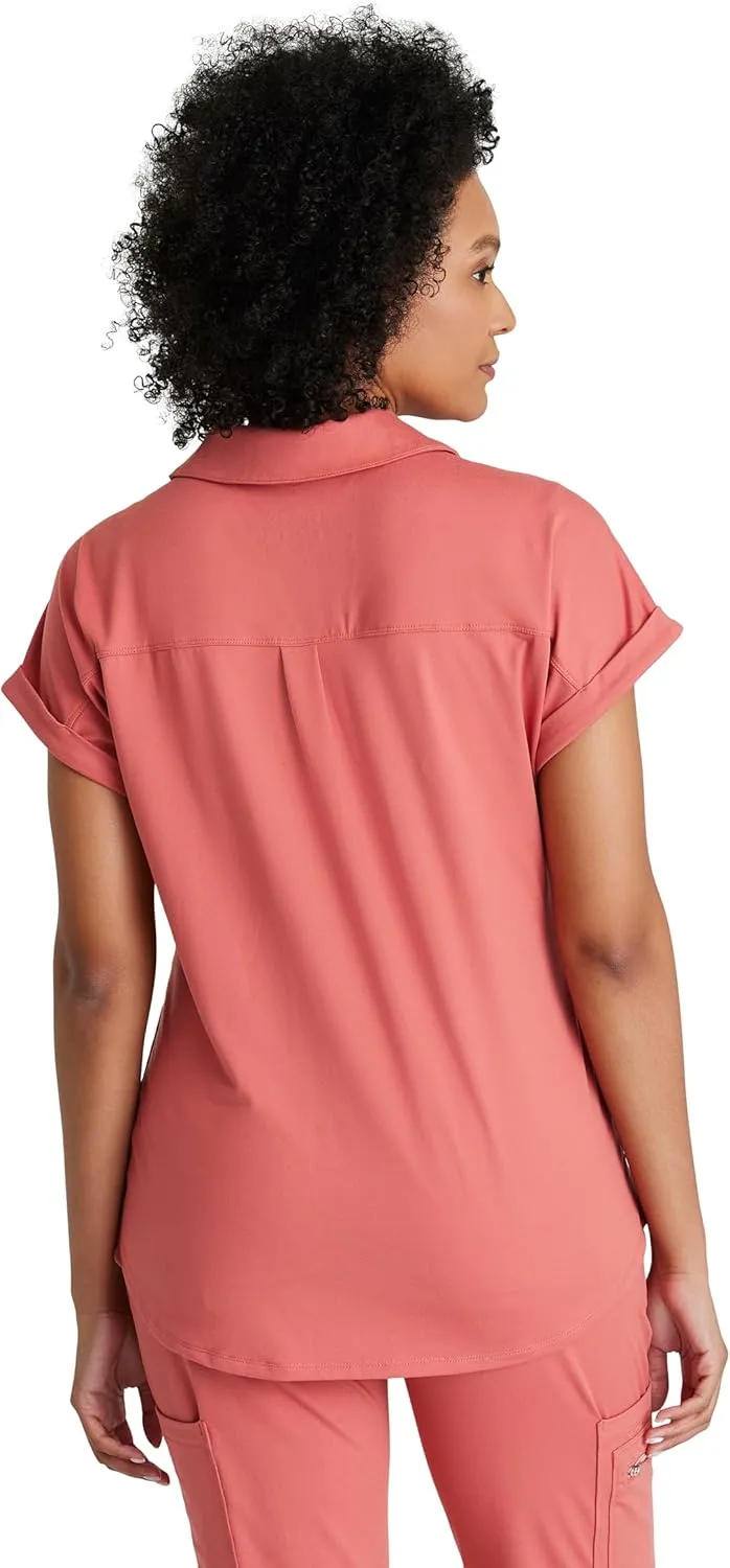 BARCO One Performance Knit Engage Top for Women - Zip Neck Collar and Cuffed Dolman Sleeves Women's Scrub Top