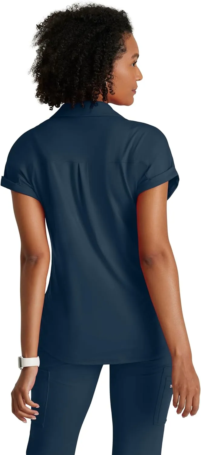 BARCO One Performance Knit Engage Top for Women - Zip Neck Collar and Cuffed Dolman Sleeves Women's Scrub Top