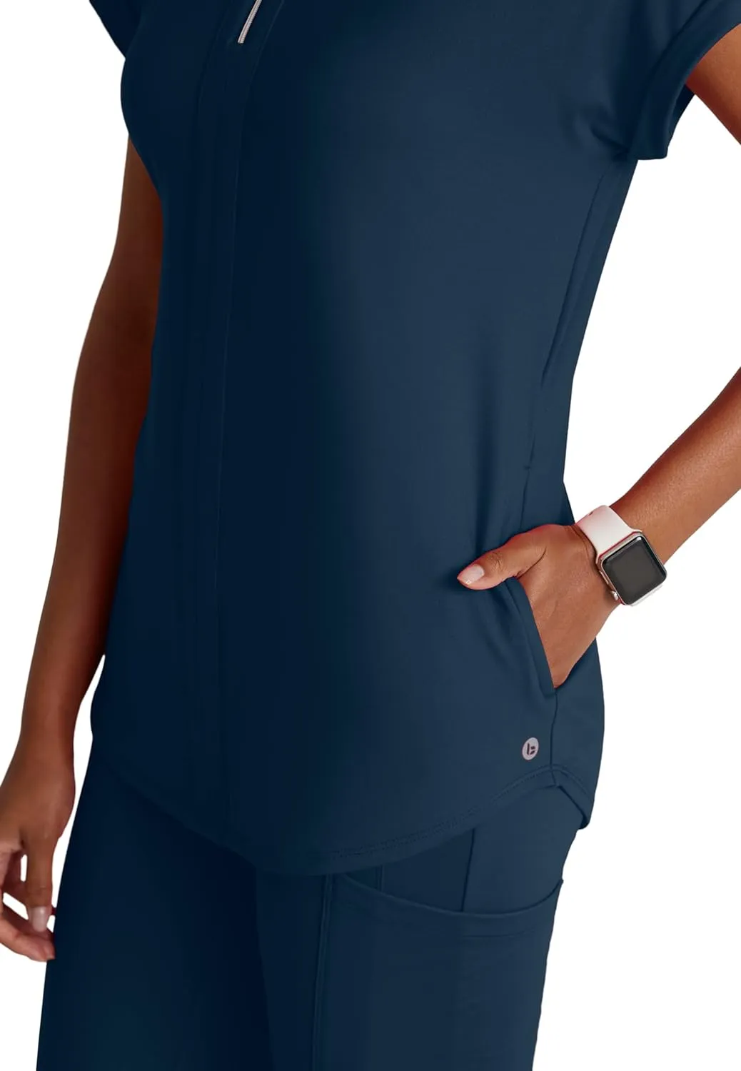BARCO One Performance Knit Engage Top for Women - Zip Neck Collar and Cuffed Dolman Sleeves Women's Scrub Top