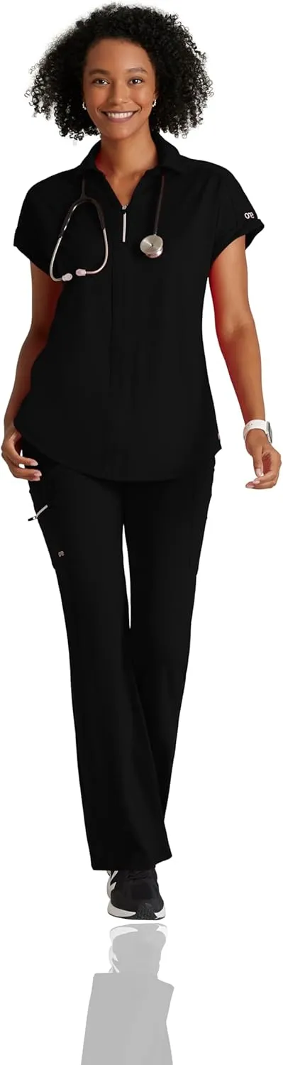 BARCO One Performance Knit Engage Top for Women - Zip Neck Collar and Cuffed Dolman Sleeves Women's Scrub Top