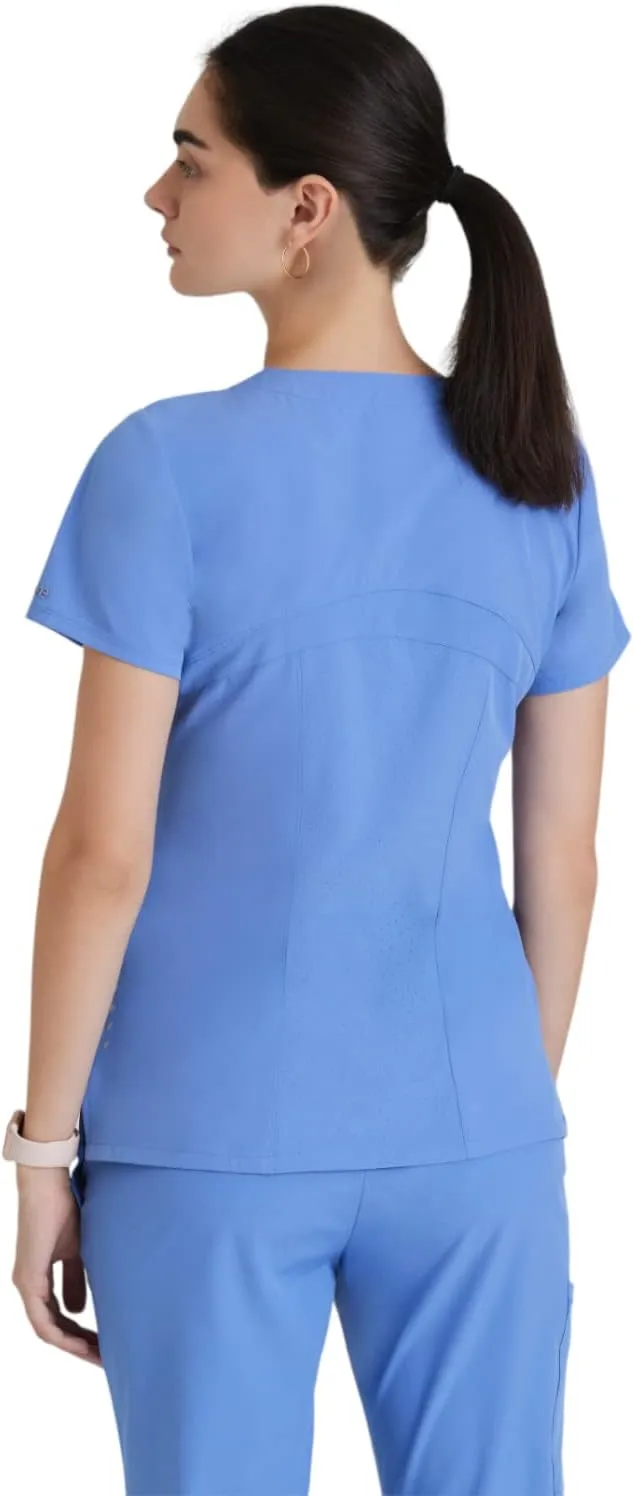 BARCO ONE Women's Pulse Scrub Top, Sporty V-Neck Medical Top w/ 4-Way Stretch & 5 Pockets