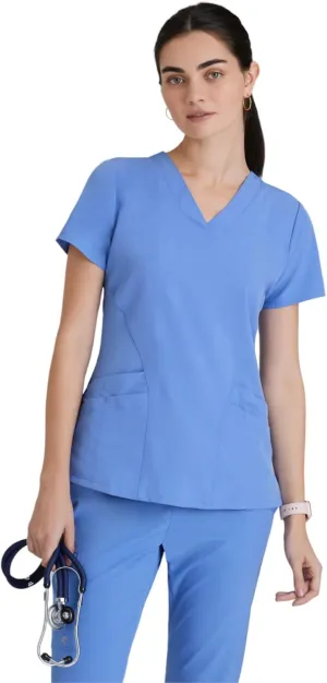 BARCO ONE Women's Pulse Scrub Top, Sporty V-Neck Medical Top w/ 4-Way Stretch & 5 Pockets