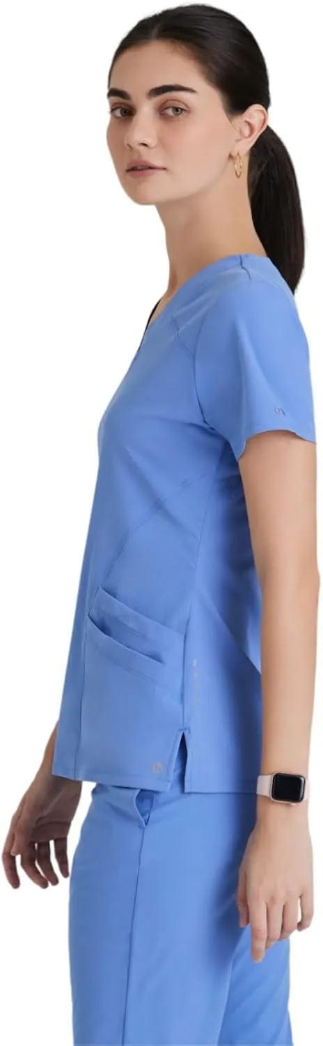 BARCO ONE Women's Pulse Scrub Top, Sporty V-Neck Medical Top w/ 4-Way Stretch & 5 Pockets
