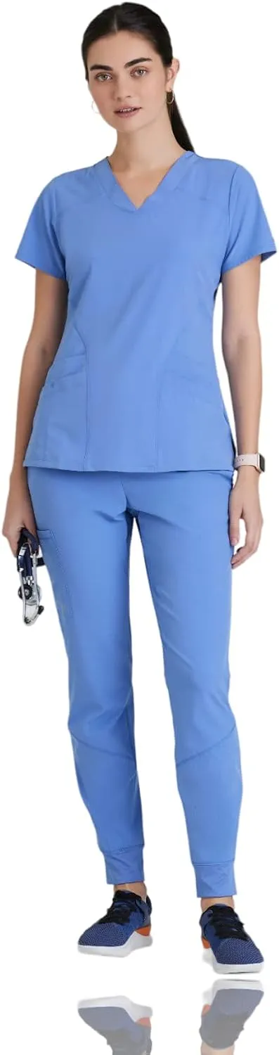 BARCO ONE Women's Pulse Scrub Top, Sporty V-Neck Medical Top w/ 4-Way Stretch & 5 Pockets