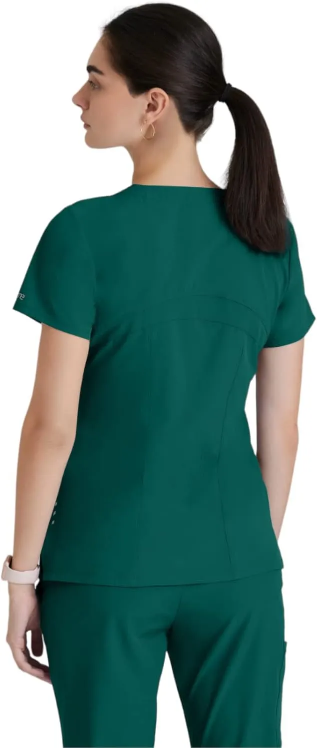 BARCO ONE Women's Pulse Scrub Top, Sporty V-Neck Medical Top w/ 4-Way Stretch & 5 Pockets