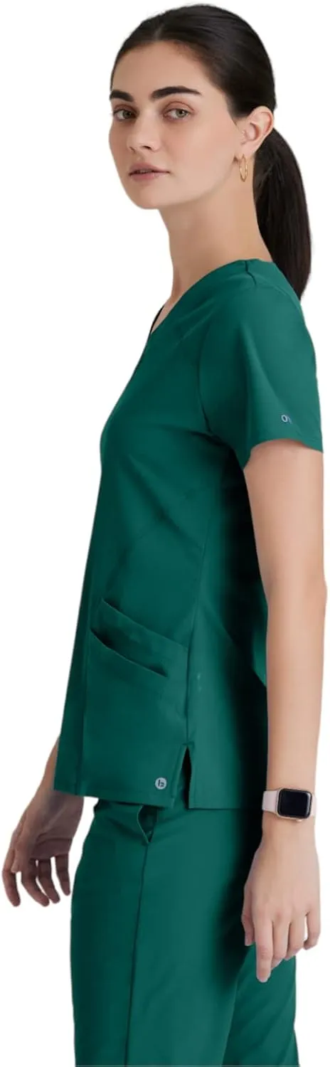 BARCO ONE Women's Pulse Scrub Top, Sporty V-Neck Medical Top w/ 4-Way Stretch & 5 Pockets