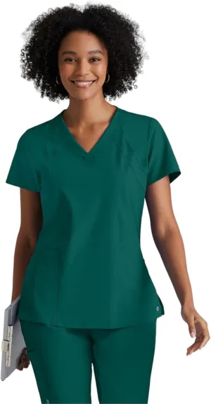 BARCO ONE – Women’s Racer Top, V-Neck Medical Scrub Top w/ 4 Pockets and 360 Spandex Stretch Fabric